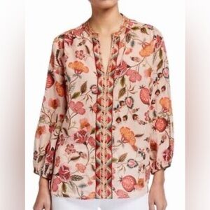 JOHNNY WAS Workshop Paris Effortless Floral Pink‎ Blouse